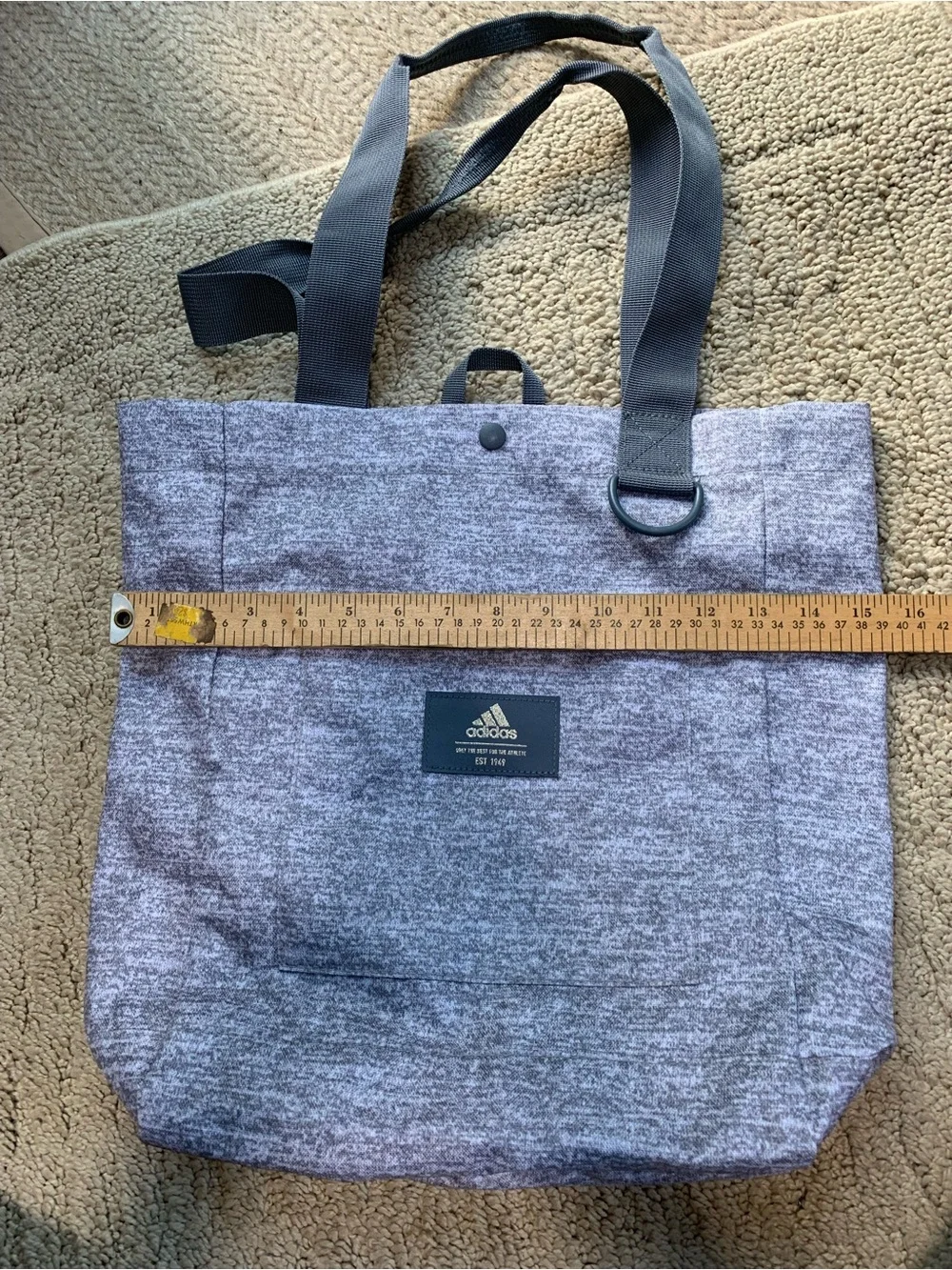 adidas Heather Gray Everyday Tote with Black Straps